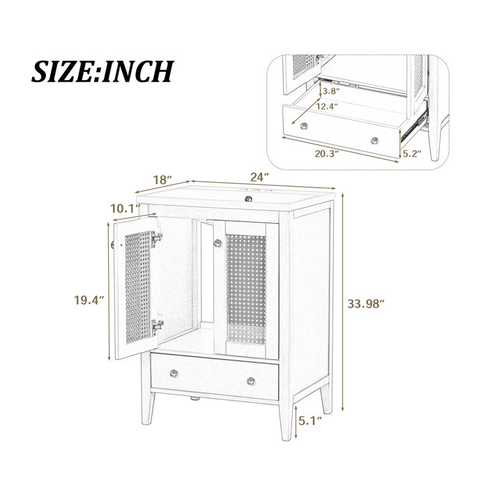 Bay Isle Home Tamworth 24'' Freestanding Single Bathroom Vanity with